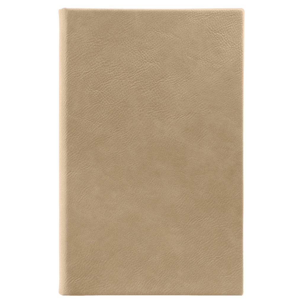Notebook - Engravable Leatherette Bound With Ribbon Bookmark 5 3/8" x 8 1/4" - 3 Colors