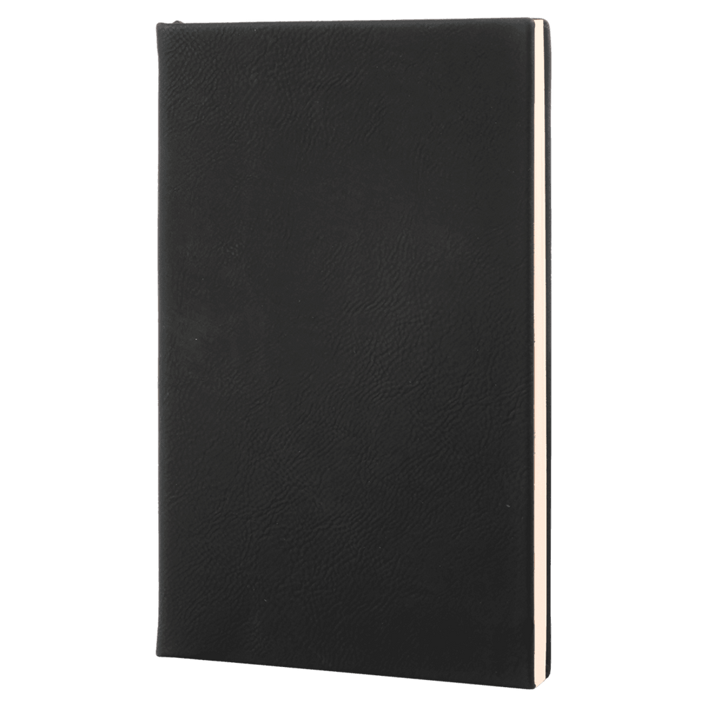 Notebook - Engravable Leatherette Bound With Ribbon Bookmark 5 3/8" x 8 1/4" - 3 Colors