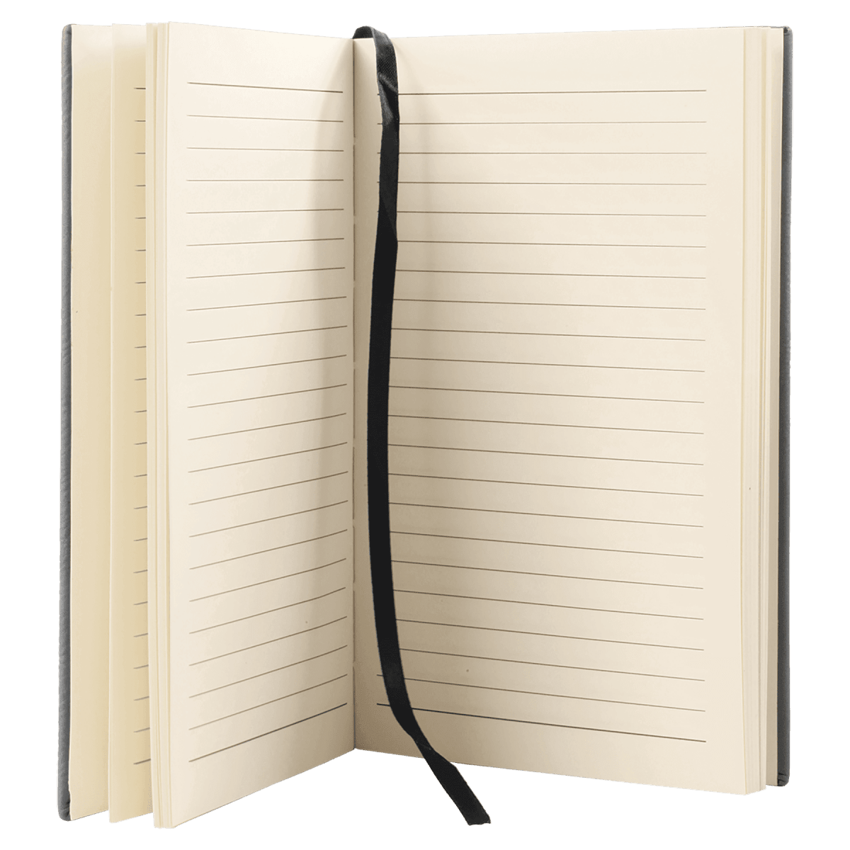 Notebook - Engravable Leatherette Bound With Ribbon Bookmark 5 3/8" x 8 1/4" - 3 Colors